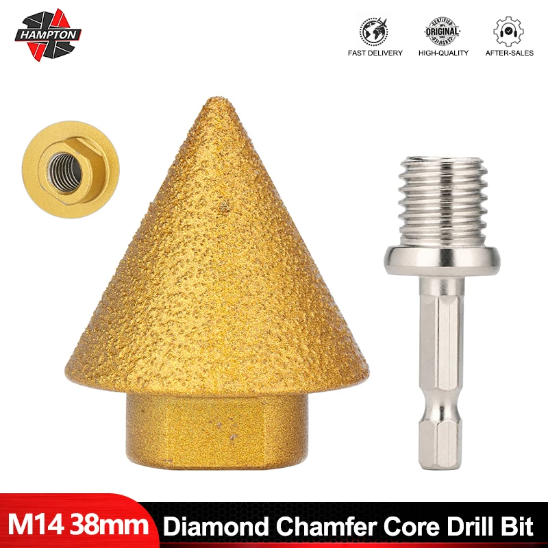 

HAMPTON M14 Diamond Chamfer Core Drill Bit Enlarged Hole Beveling Grinding Tools 38mm For Granite Marble Tiles Stone Cutting