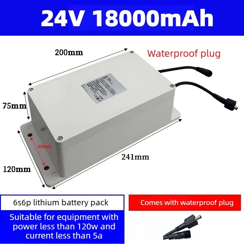 24V 18000mAh-2000mAh 18650 Li-ion Battery Pack Comes with Waterproof Plug & Intelligent Protection Board for 25.V Motor Robot