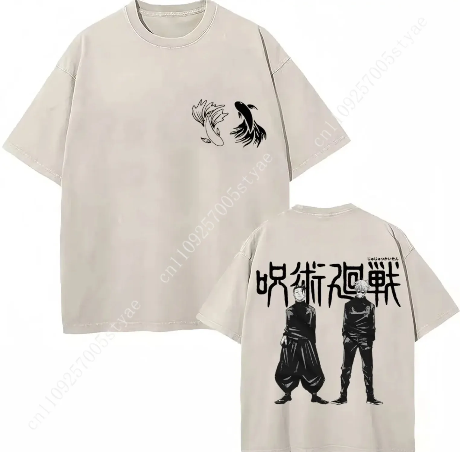 Japan Anime Jujutsu Kaisen Washed T Shirts Satoru Gojo Geto Suguru T-shirt Casual Cotton Oversized Harajuku T Shirt Fans Gifts