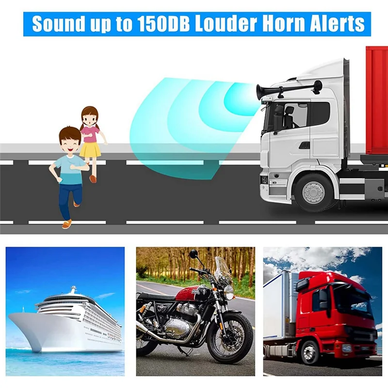 

A77Q-150Db 24V Air Horns Black Horn For Truck, Single Trumpet Truck Air Horn, For 24V Vehicles Train Car Ship Boat Lorry, 17 Inc
