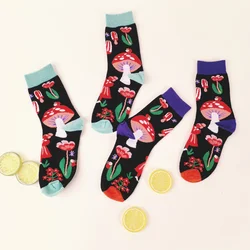 1/3 Pairs Women's Flower Mushroom Pattern Mid-calf Socks Suit In All Seasons For Daily