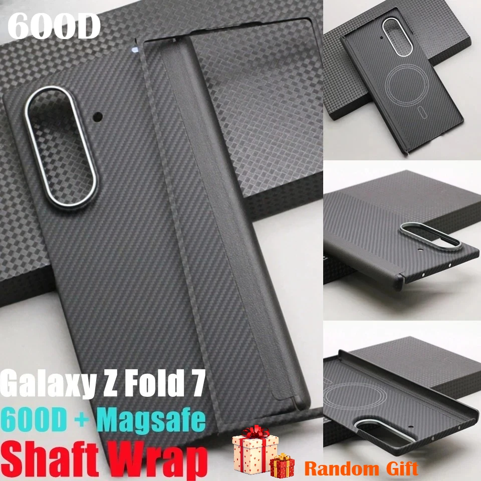 

600D Kevlar Real Carbon Fiber Case for Magsafe Samsung Galaxy Z Fold 7 6 Rotation Shaft Wrap Aramid Fiber Wireless Charger Funda