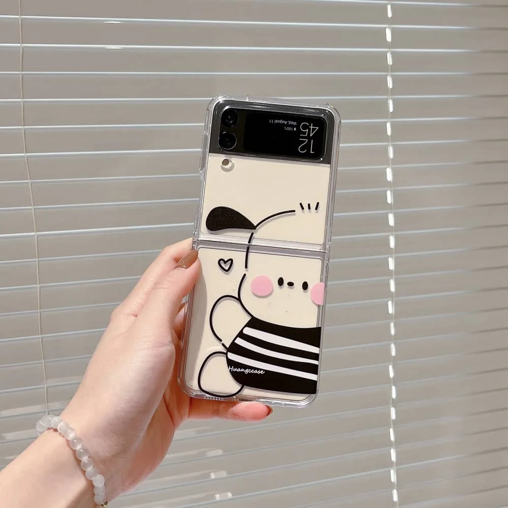 Cute Cartoon Anime Role Pochacco Phone Case for Samsung Galaxy Z Flip 4 ZFlip 5 5G Soft Folding Screen Kickstand Protect Cover