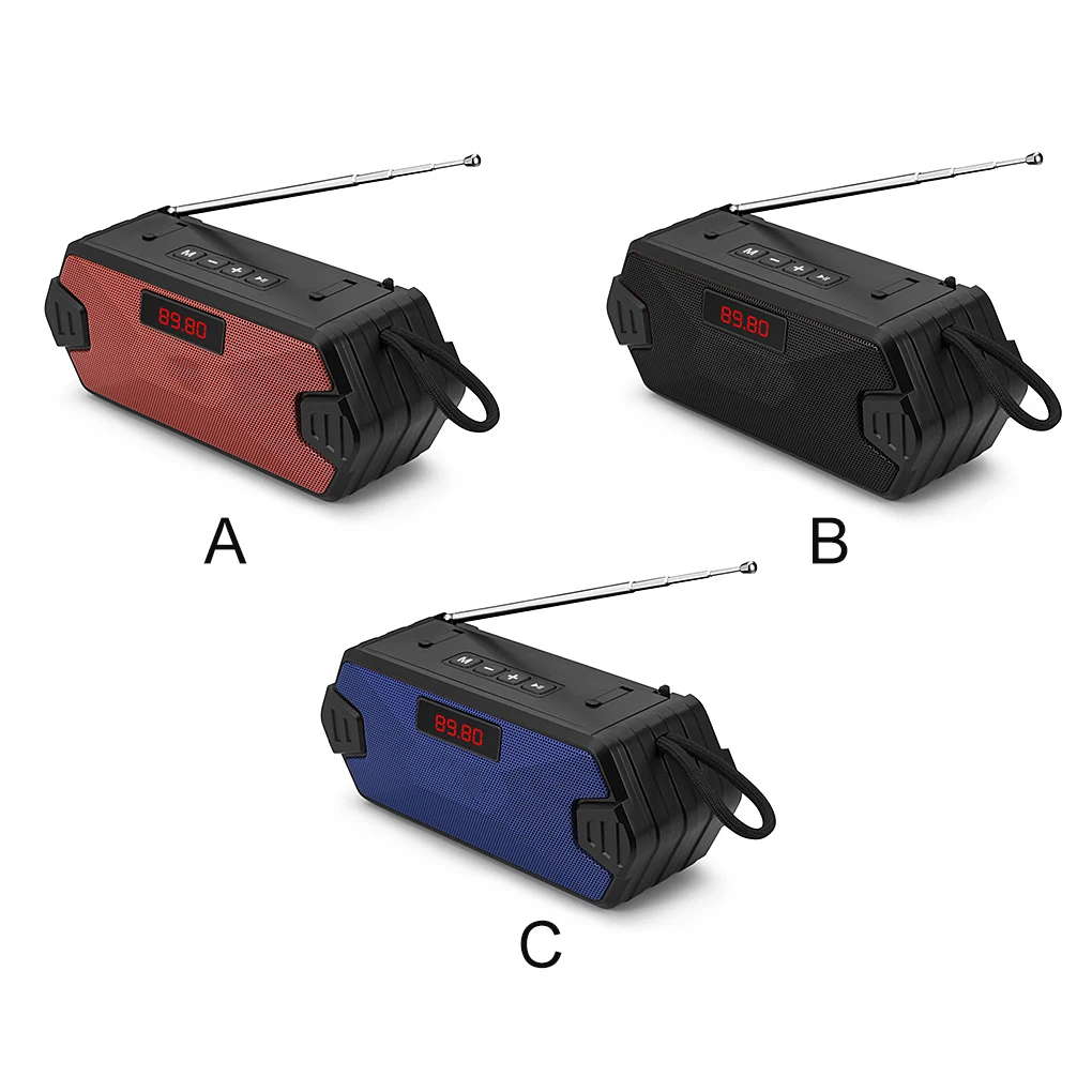 ลำโพงไร้สายวิทยุ V5.0ลำโพงกลางแจ้งสีดำชาร์จได้แบบพกพาแฮนด์ฟรีซับวูฟเฟอร์ซาวด์บาร์เบส