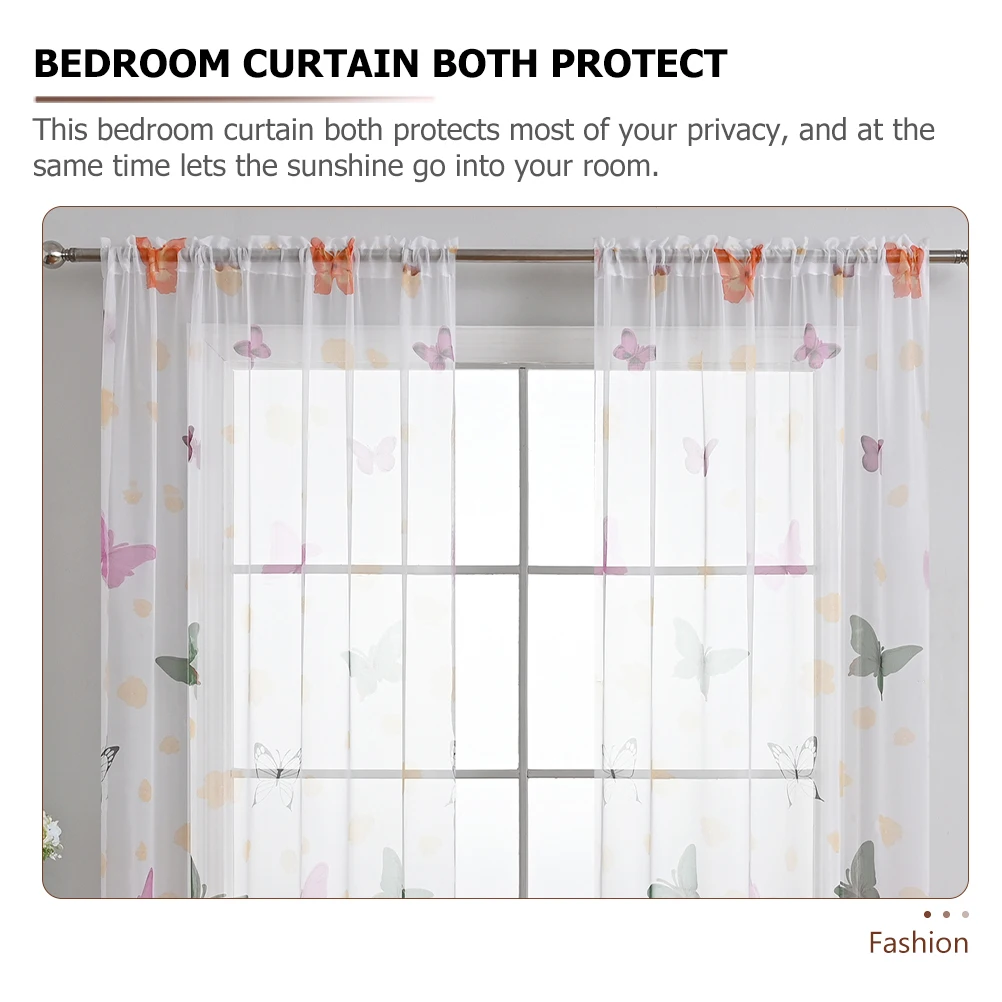 

Butterfly Half Blackout Curtains Light Filtering Window Panels for Bedroom Bathroom Home Decor Easy Install Artistic Design