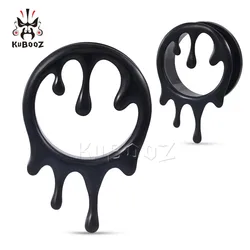 KUBOOZ Stainless Steel Melt Design | 2PCS Screw-On Ear Gauges Expanders | Ear Tunnels Plugs | Body Piercing Jewelry for Ears