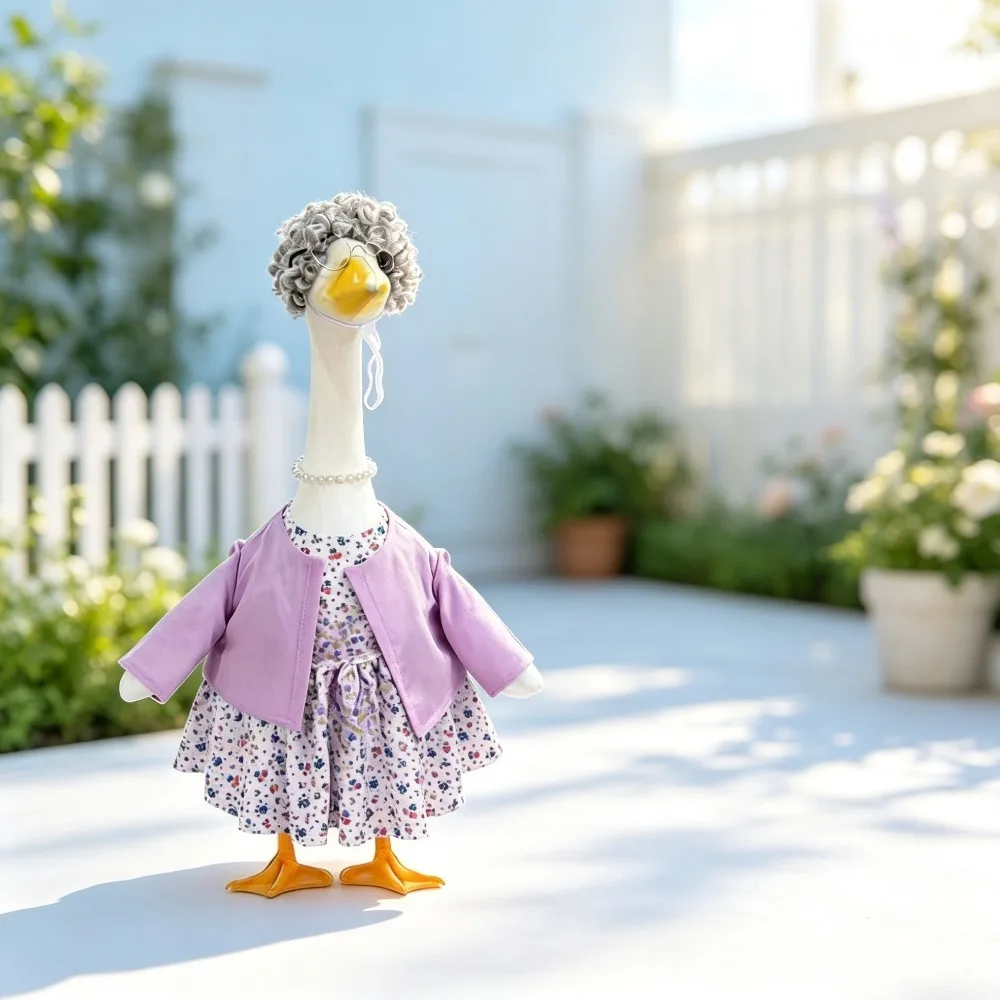 Old Lady Grandma Porch Goose Outfit Fit 23 Inch Lawn Goose Statue Clothes Yard Decor Exclude Goose