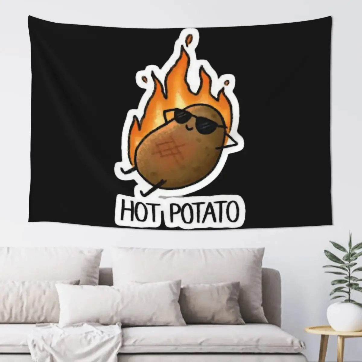 Fisher Potato Tapestry Funny Wall Hanging Aesthetic Home Decor Tapestries for Living Room Bedroom Dorm Room