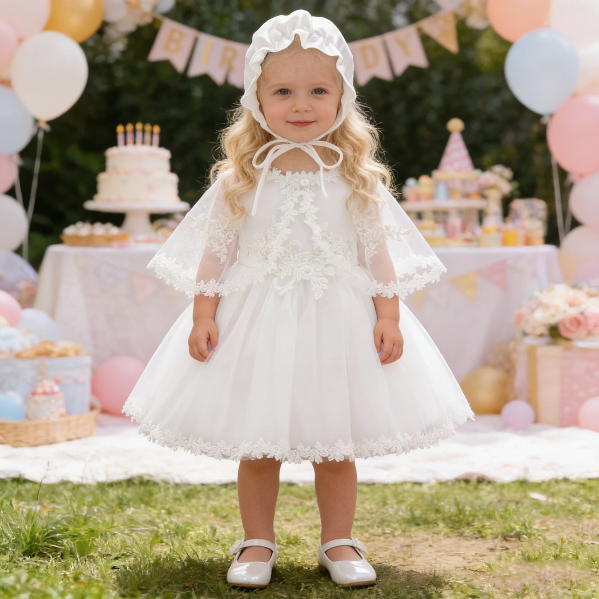 

Fashion Baptism Baby Party Girls Dress Elegant Flower Tulle 1st Birthday Wedding Princess Dresses Girl Bridesmaids Prom Costumes
