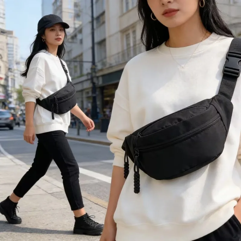 Women's Solid Multifunction Waist Pack Casual Sport Crossbody Chest Bag Outdoor Daily Use Fanny Pack Can Be Handbag Purse