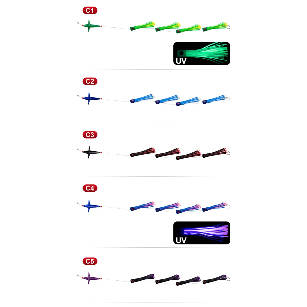 Feather Rig Bird Trolling Lures Fishing Rigged Trolling Lure Squid Tuna Daisy Chain Saltwater Trolling Artificial Bait Fishing