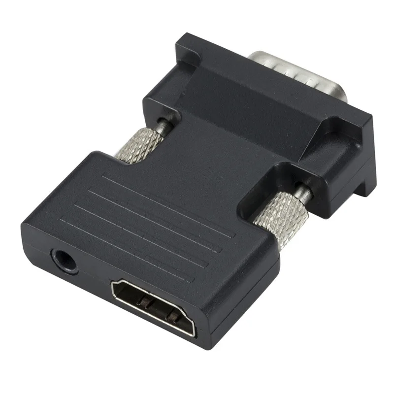 Convertidor de 1080P HDMI a VGA, adaptador de Audio hembra a macho, convertidor de salida de señal + Cables de Audio