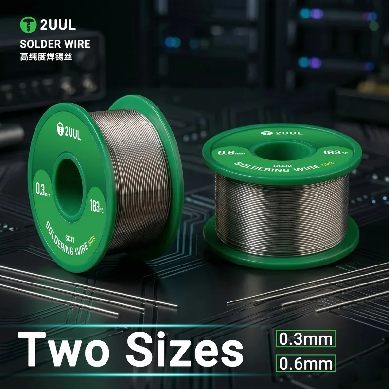 2UUL Solder Wire High Purity 0.3mm 0.6mm 50g Fast Melting Shiny Solder Joints for Mobile Phone BGA Computer Repair