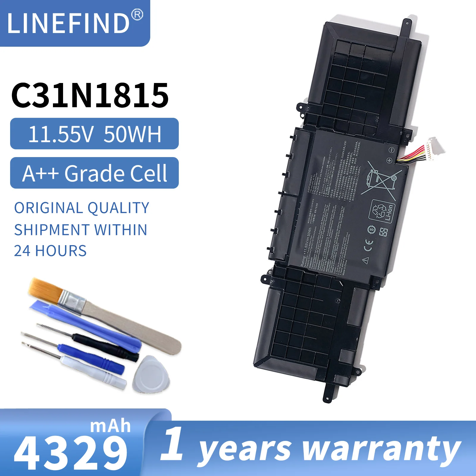 

2025 C31N1815 Bateria Do PoLaptop Battery For ASUS ZenBook 13 U3300FN UX333 UX333FA UX333FN BX333FN RX333FA RX333FN 11.55V 50WH