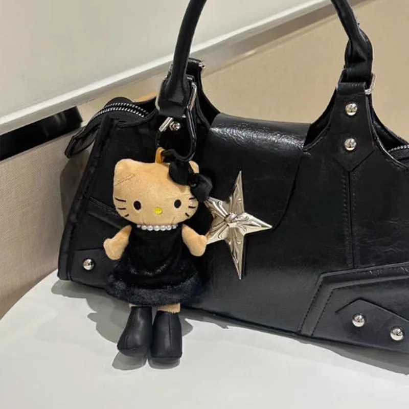 かわいいハローキティのヒョウ柄キーホルダー、取り外し可能なハートチャーム付き、かわいいヒョウ柄ぬいぐるみキーホルダー、財布チャーム、プレゼント