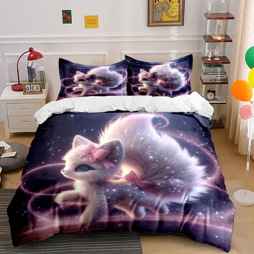 Enchanted fox with glowing aura Printed Duvet Cover Set1 Duvet Cover+2 PillowcaseMulti Size Bedroom Bedding Decor Luxury gifts