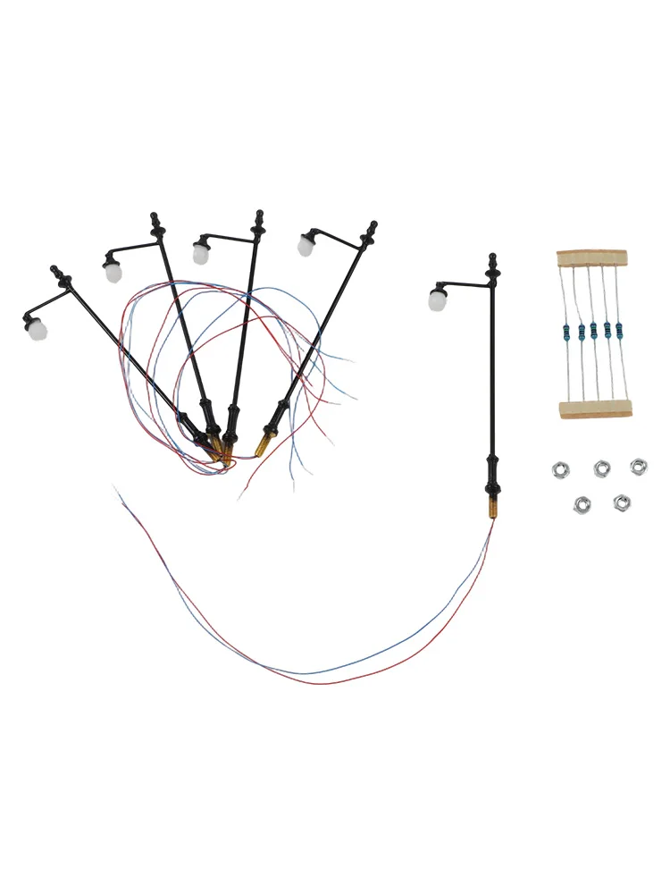 Nieuwe Post Street 1:87 3.54 \\\" 5 stks LED Lamp Verlichting Spoorweg Schaal Warm Wit Gebouw HO OO Lantaarnpalen Model Modellen