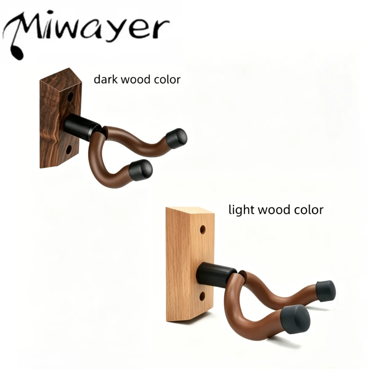 Miwayer Wood Guitar Wall Mount, Dark/Light Color U-Shaped Rotating Hook Hanger Stand for Acoustic/Electric Guitar&Bass&Banjo