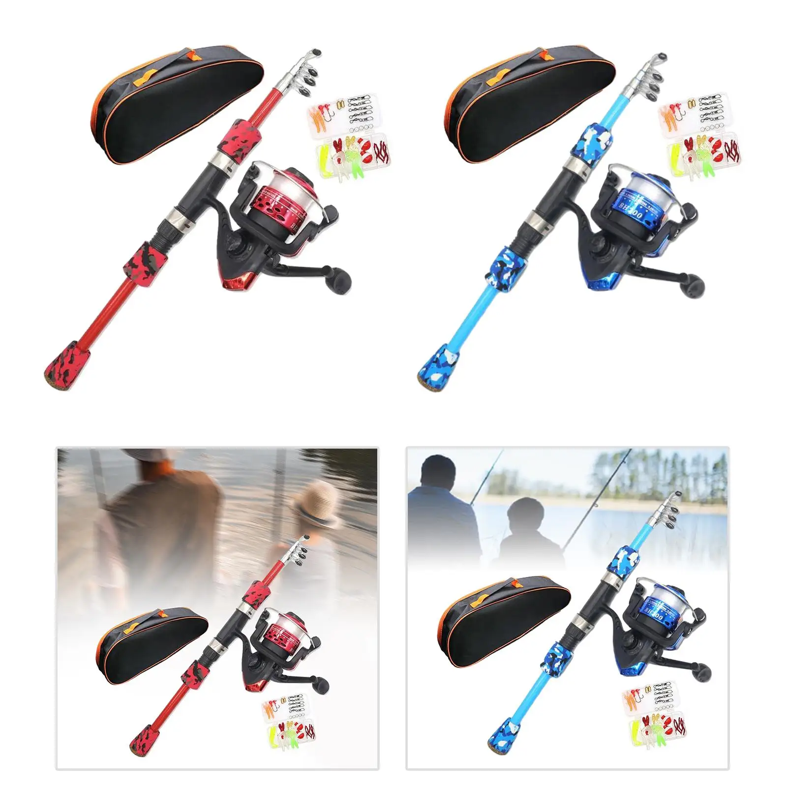 Kids Fishing Rod and Reel Combo with Carrier Bag Travel Kid Fishing Pole Set