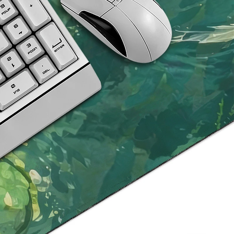 Green Leaf Koi Aesthetics Mouse Pad Gamer XL Custom Home Large Mousepad XXL Desk Mats Natural Rubber Mouse Mats