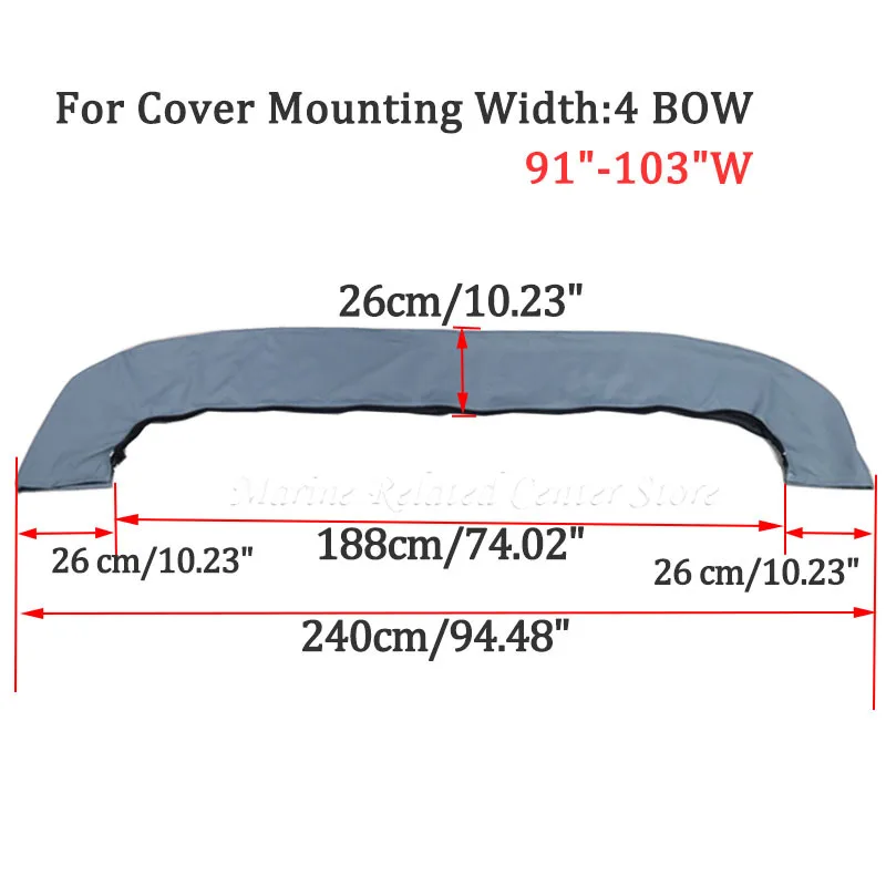 Waterproof 600D 3 Bow Bimini Top Boot Cover No Frame Yacht Boat Cover With Zipper Anti UV Dustproof Cover Marine Accessories