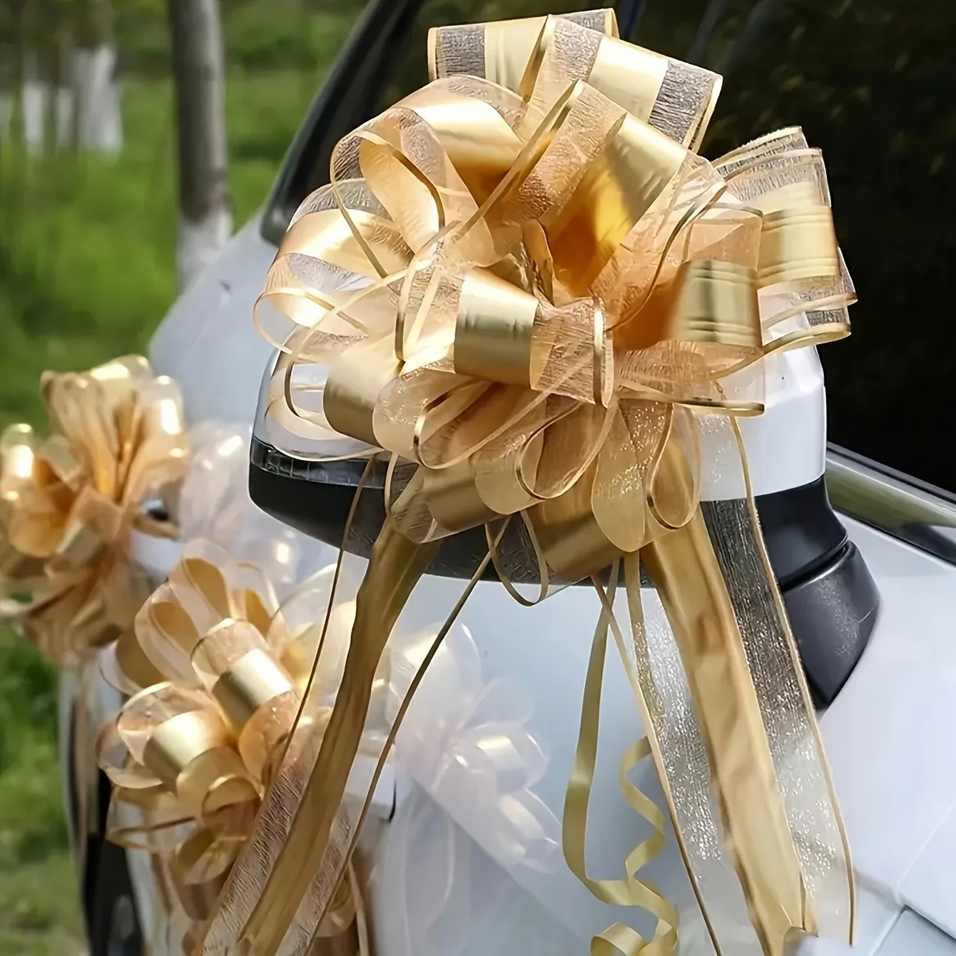 6 Pcs Grosgrain Ribbon Bow, Red and Gold, for Weddings, Parties, Christmas, Valentine's Day, Birthdays, Packaging | Durable