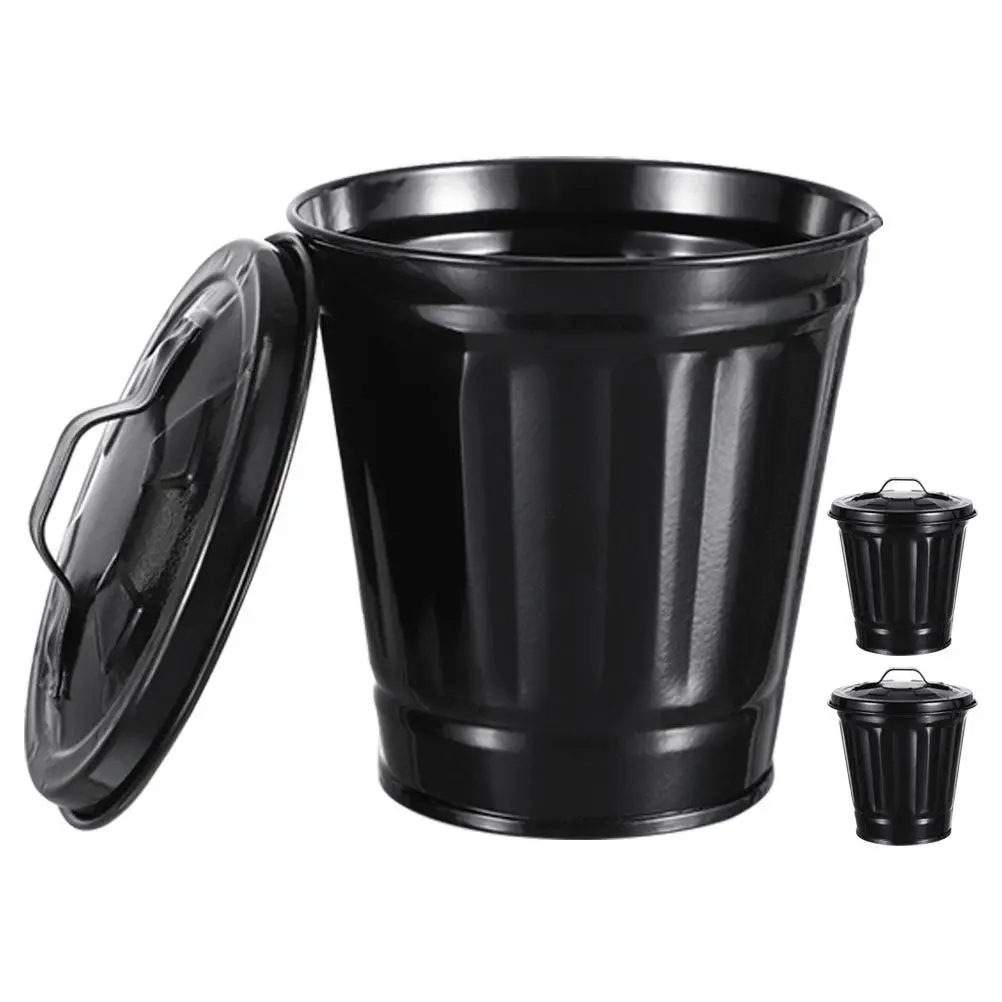 

Набор из 3-х настольных мусорных баков с крышкой, компактные металлические корзины для мусора, маленькие контейнеры для офиса, дома, спальни, ванной комнаты, для организации рабочего стола