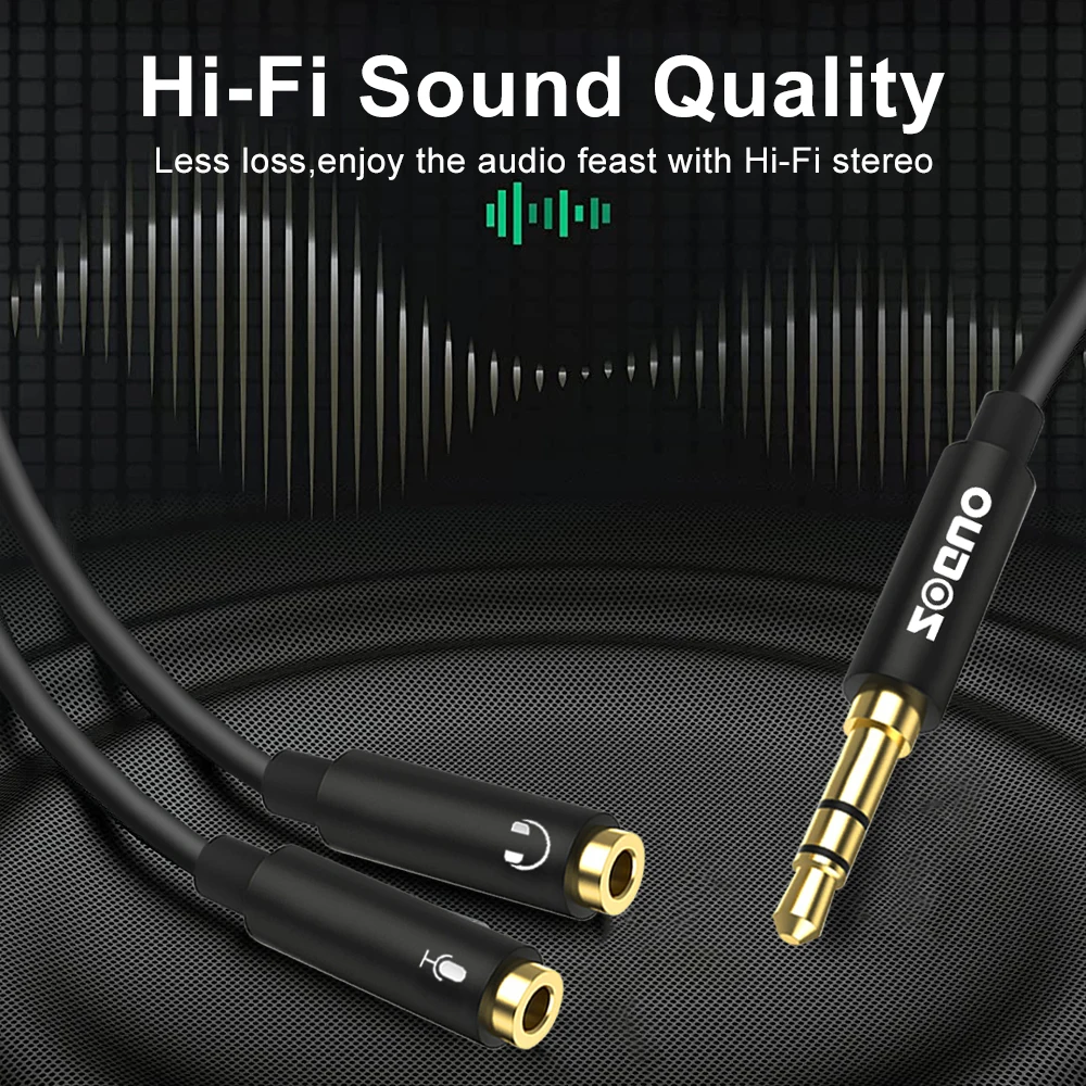 ZOGUO Audio Splitter TRRS Headphone Adapter Y Splitter Cable Stereo Male to 2 Female Separate Mic and Audio for PS4 PC Gaming