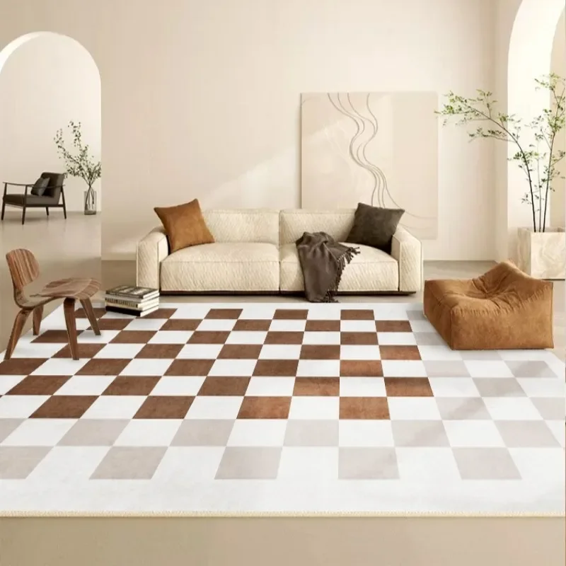 Checkerboard Living Room Oversized Carpets Plaid Bedroom Carpet Geometric Home Decoration Rug Minimalist Design Art Rugs Tapete