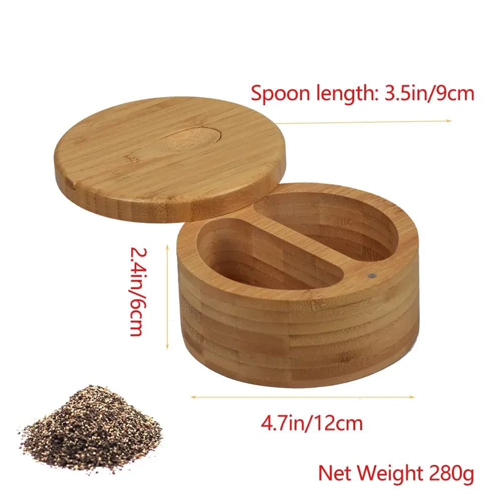 صندوق حاوية الملح مع غطاء وملعقة تخزين السكر والفلفل وحامل قبو وإكسسوارات المطبخ وعاء توابل التوابل