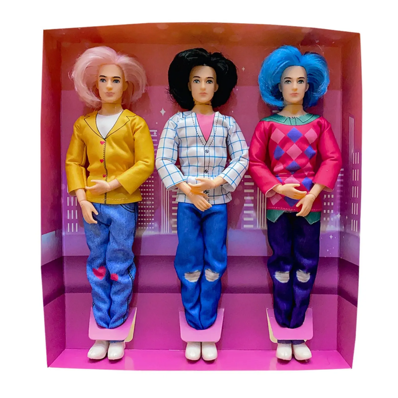 

Набор из 3-х кукол-мужчин-музыкантов: модные, готовые куклы-идолы, дизайн в стиле участников музыкальной группы, детализированные, готовые к использованию.