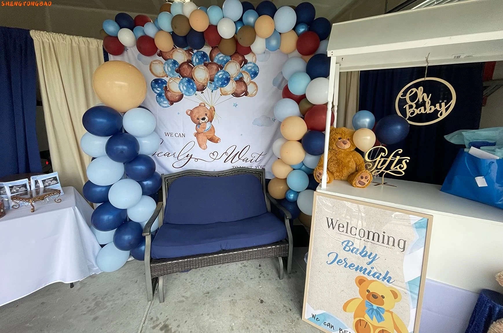 Arrière-plan de Photographie Personnalisé avec Ballons, Ours, pour ixPréChristophe, Anniversaire d'Enfant, Décor de Table de Gâteau, Bannière, Affiche, Photobooth