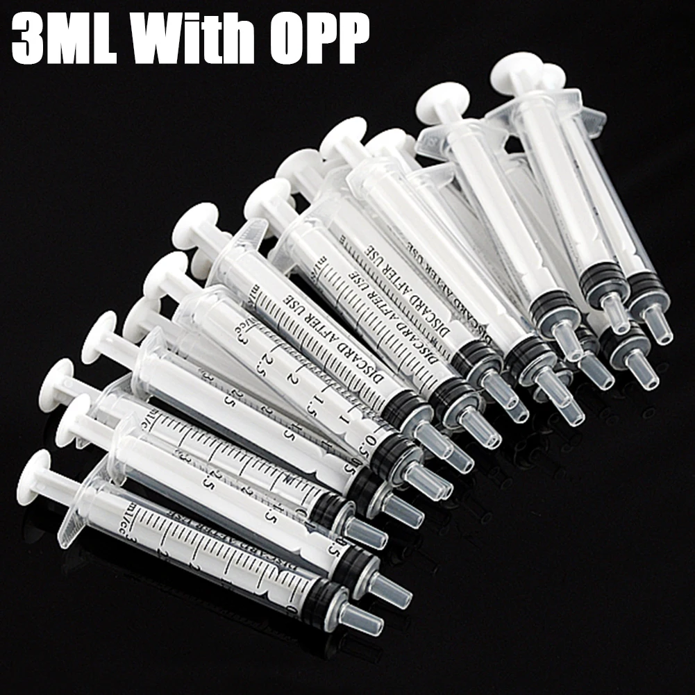 3ML With OPP Bag Hydroponics Analyze 5 10 20 50 100Pcs Nutrient Syringe Pet Sterile Feeder Glue Applicator Syringe Kithchen Tool