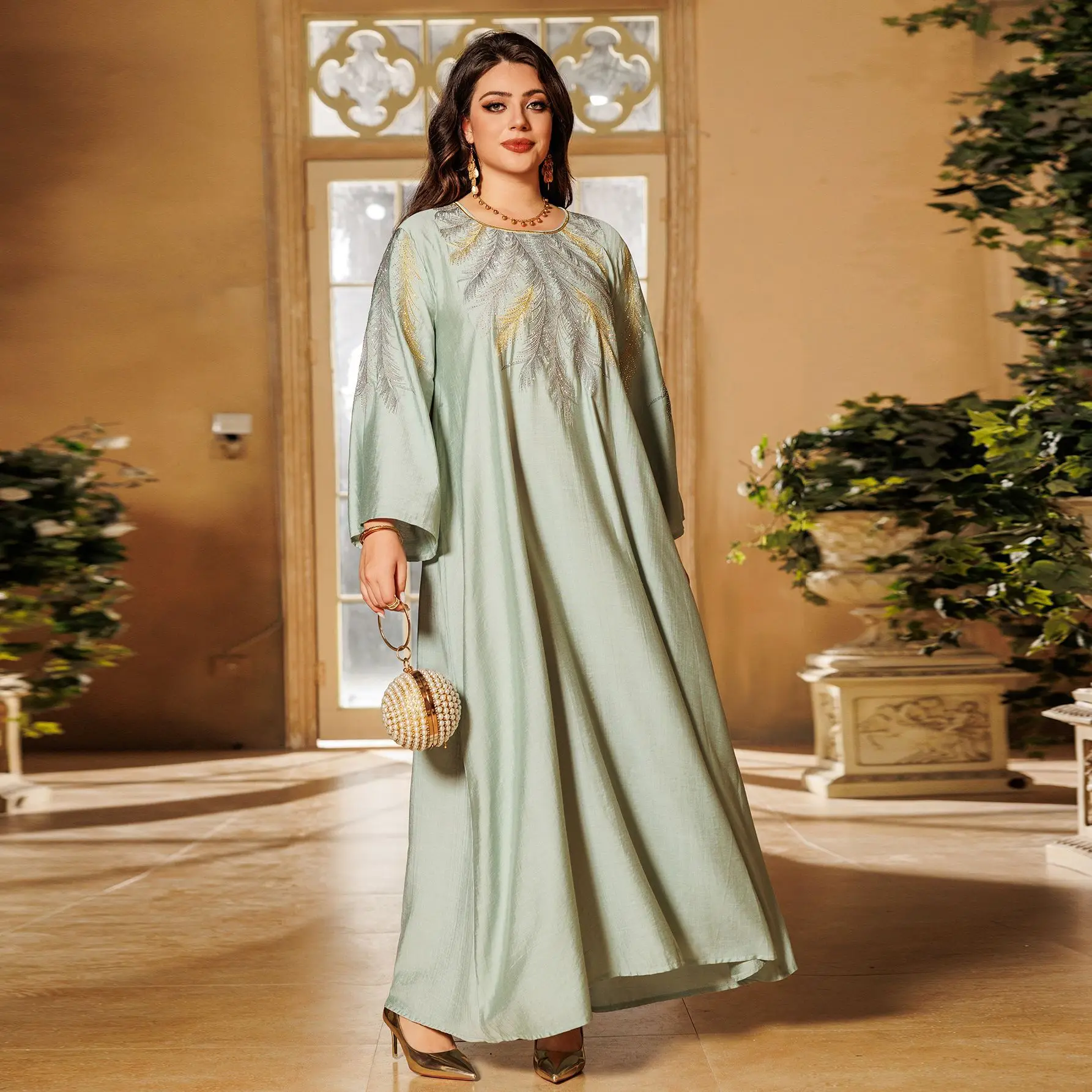 

2024 Autumn Diamonds Abayas for Women Ramadan Eid Djellaba Muslim Dress Dubai Kaftan Turkey Robe Caftan Marocain Femme Jalabiya