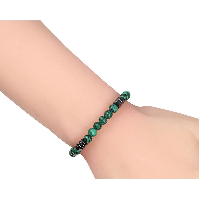 Sodalite 6 مللي متر الأحجار الكريمة المستديرة مطرز أساور ممتدة للنساء الرجال الهيماتيت الفواصل الخرز قابل للتعديل مرونة شفاء الطاقة #4