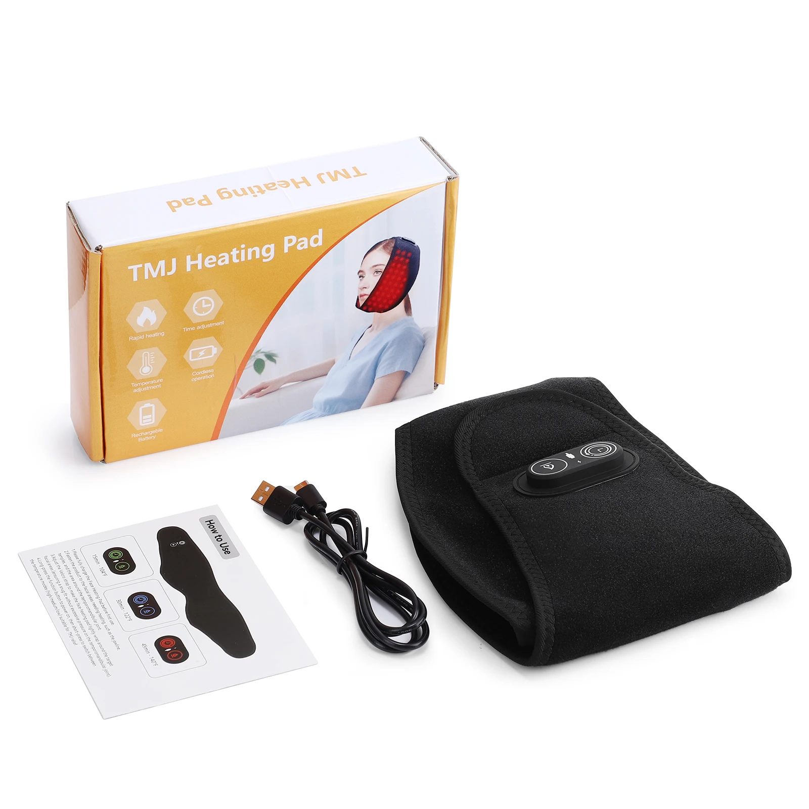 Infrared Face Mask 660nm LED Heated Wrap Belt Support Brace for Arm Wrist 3 Levels Heating 3 Timer Settings Cordless Facial Care