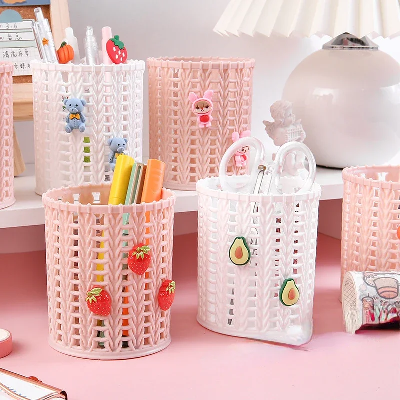 

Imitation Rattan Weave Pen Holder Cartoon Cute Creative Student Multifunctional Storage Office Stationery