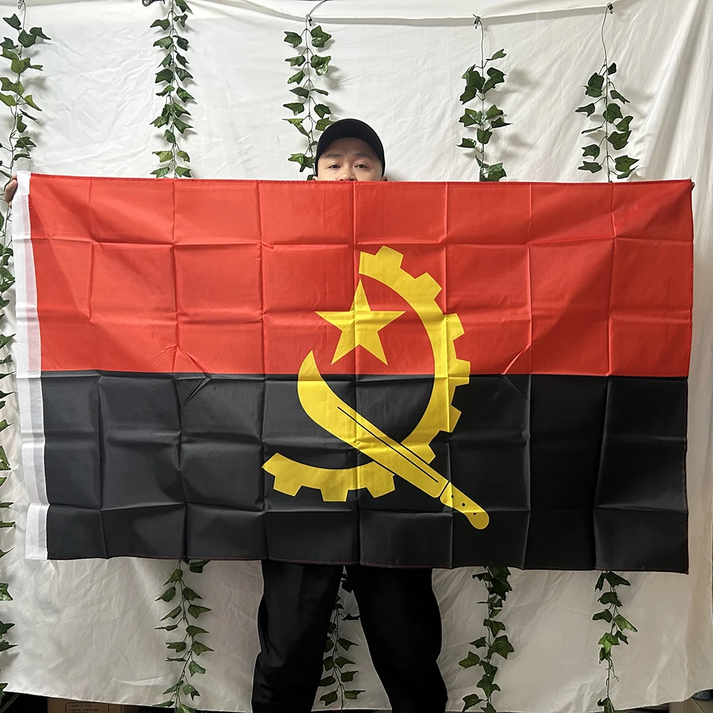 （TIKI FLAG）Angola Flag 3x5fts  90x150cm polyester Angola National hanging Flag for decoration