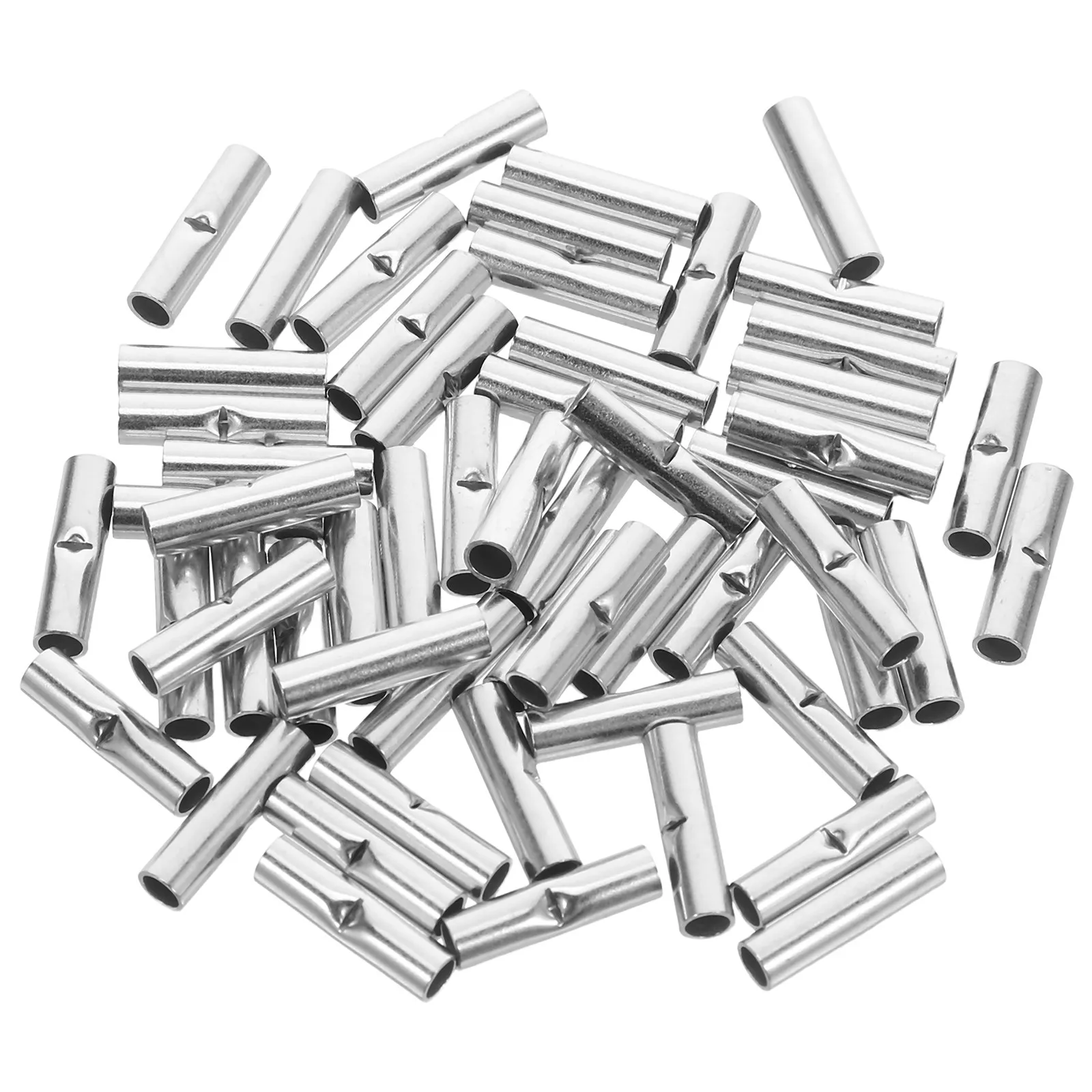 100Pcs Wire Terminal Crimp Connectors Galvanized Non Insulated Butt Splice Electrical Wire Terminals Automotive Wiring Repair