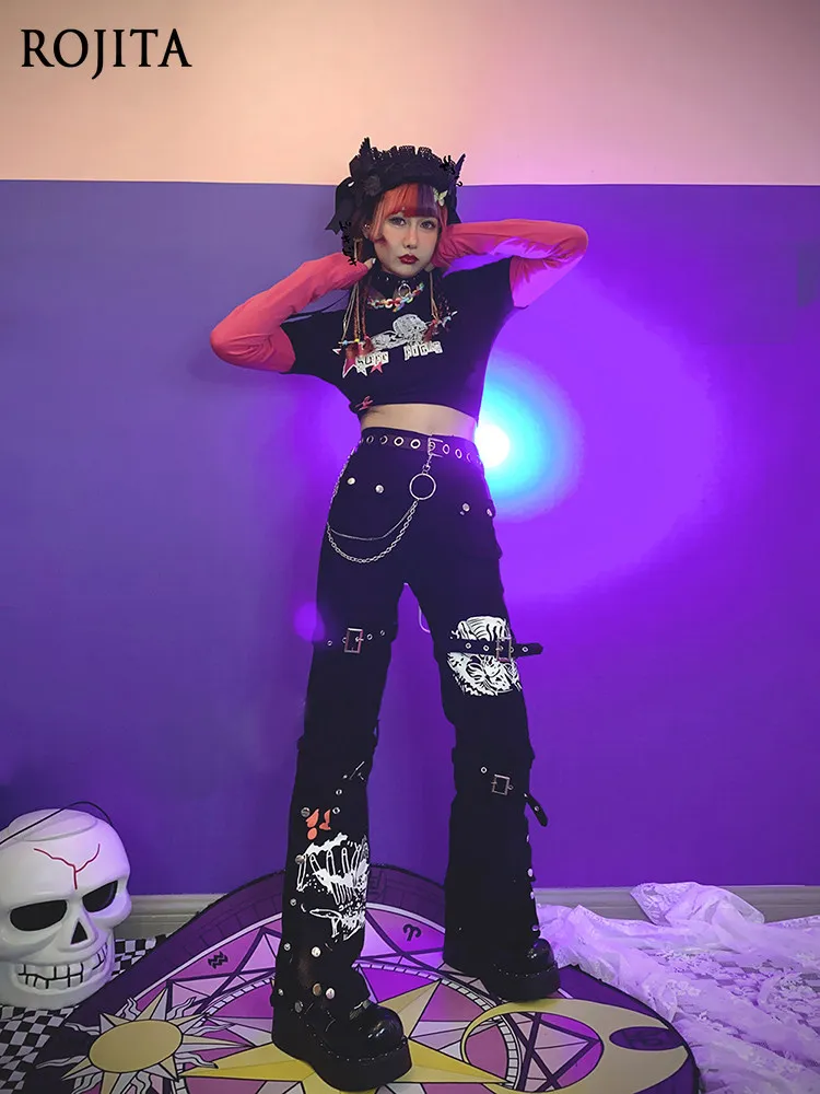 

Punk New European and American Cool Y2K Hot Girl Street Long Pants Versatile Dark Black Trendy Casual Pants 2026 Spring New