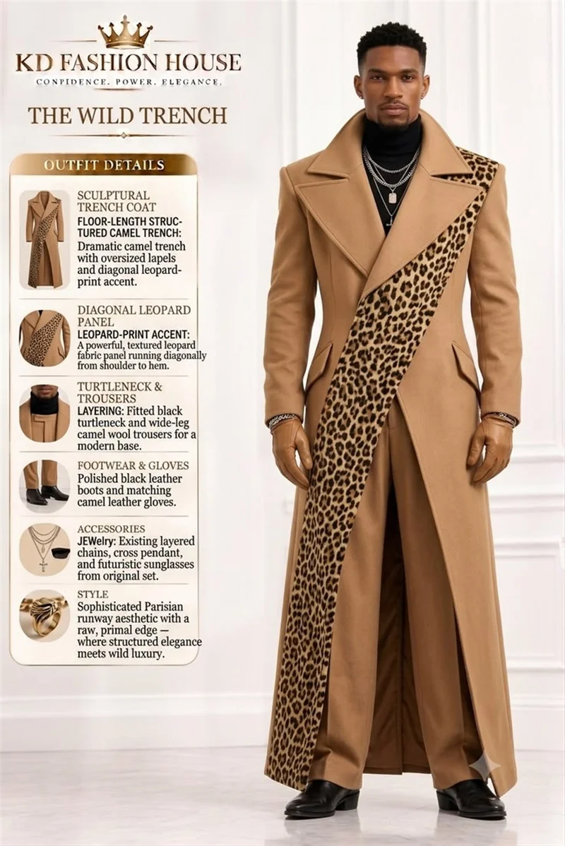 Leopard Print Men Suit Set 3 Pcs Blazer+Stripe+Cotton Pants Trousers Formal Office Coat Wedding Tuxedo Customized Jacket Outfit