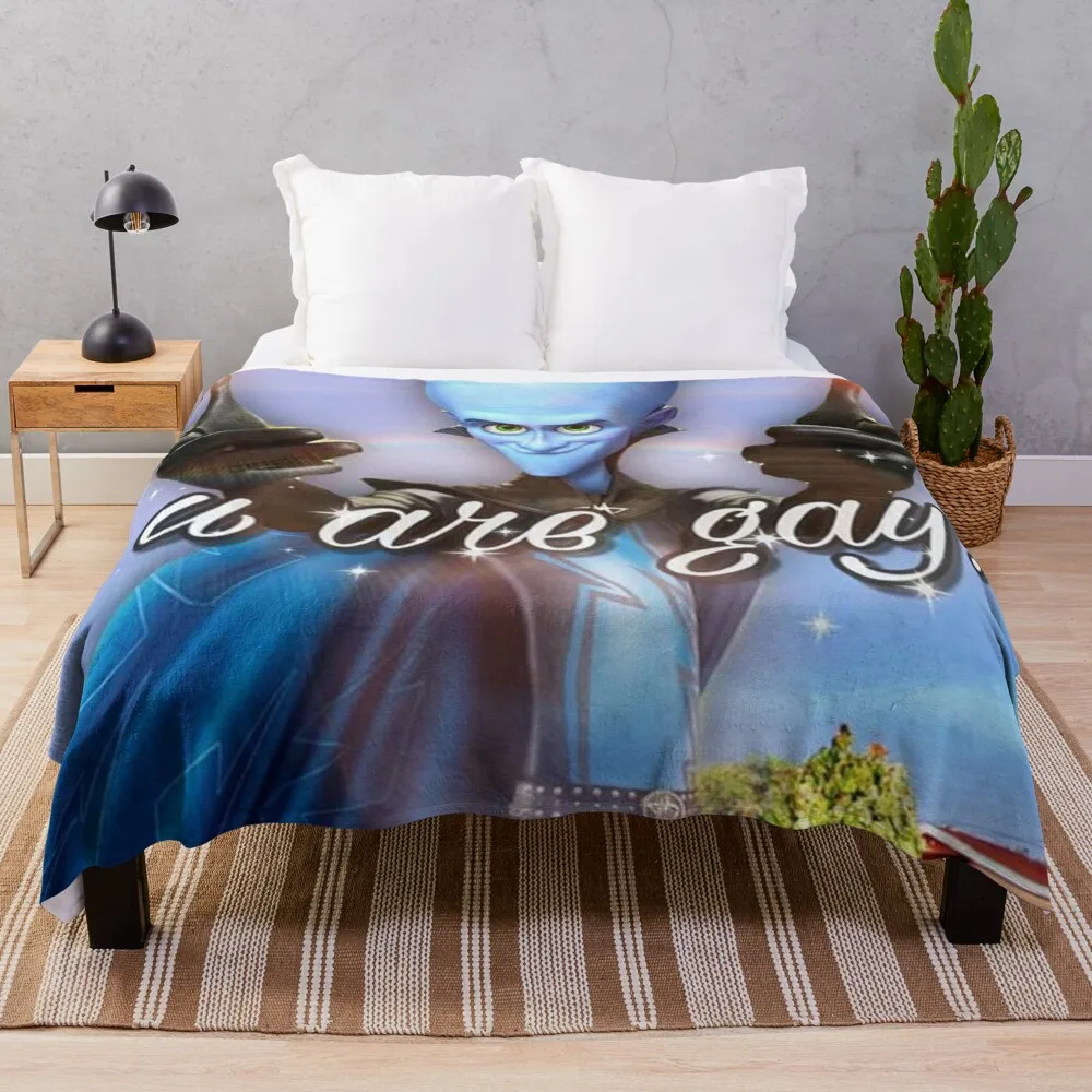 Megamind U Are Gay! Meme Throw Blanket Beach Blanket Large Blanket Blankets For Bed Soft Plush Plaid