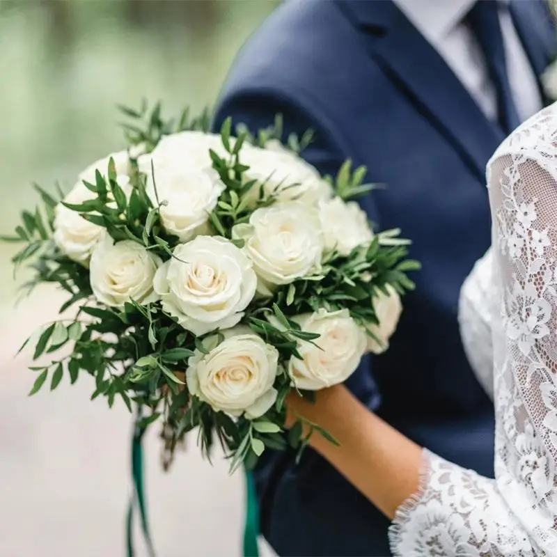 حزمة من 10 واقعية الاصطناعية الورد زهرة السيقان الطويلة لباقات الزفاف عيد الحب المنزل Decors ترتيب الزهور 964A