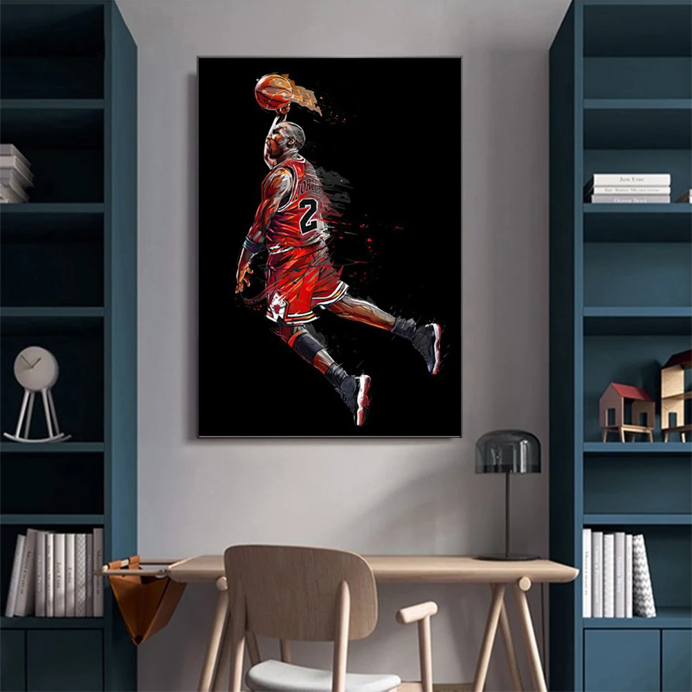 World Basketball Celebrities Wall Art Poster Dunk Mural Modern Home Decor Canvas Painting Pictures Prints Boys Room Decorations