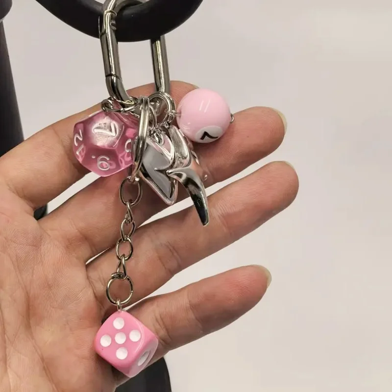 Retro Hexagon Irregular Dice Billiard Keychain Pendant Novelty Funny Car Keyring Exquisite Backpack Decoration Accessories Gifts