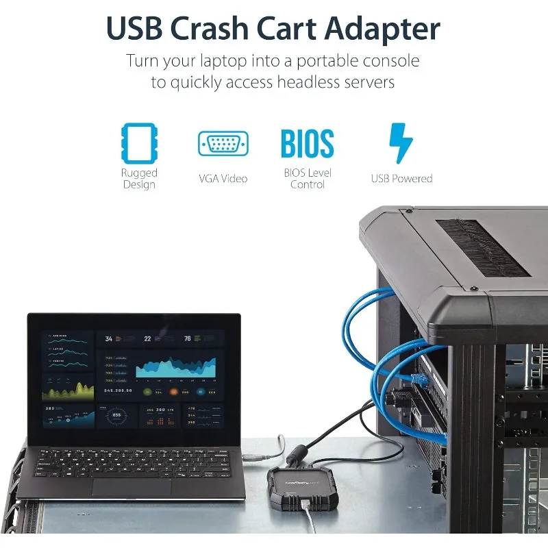 USB Crash Cart Adapter with File Transfer and Video Capture - Laptop to Server KVM Console