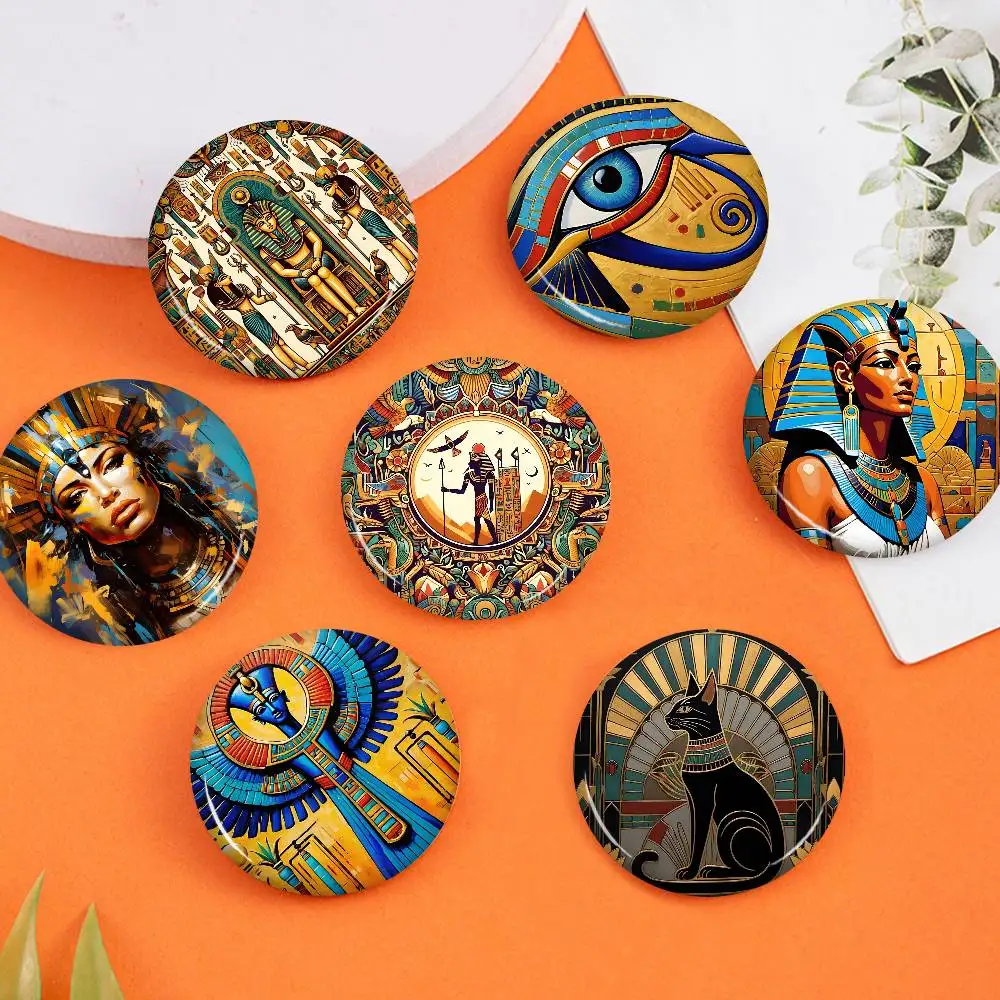 A-Ancient-Egypt-Abstract-Art Mystic-Ornate Creative Tinplate Soft Button Pins Animal Icon Brooch Lapel Backpack Badge Pin