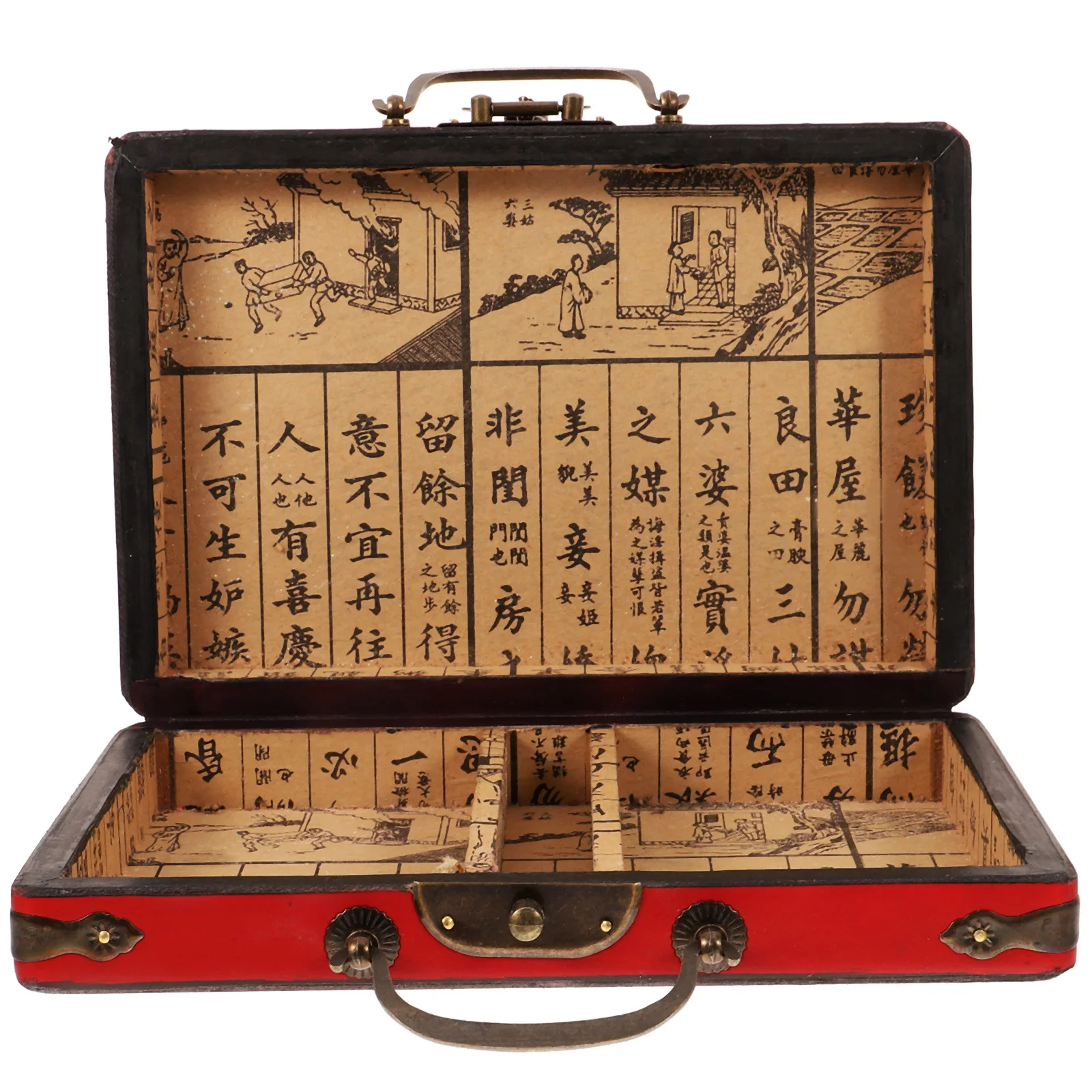 Houten Mahjong opbergdoos Vintage stijl rechthoekige draagtas Grote capaciteit Mahjong Set houder geschenkverpakking