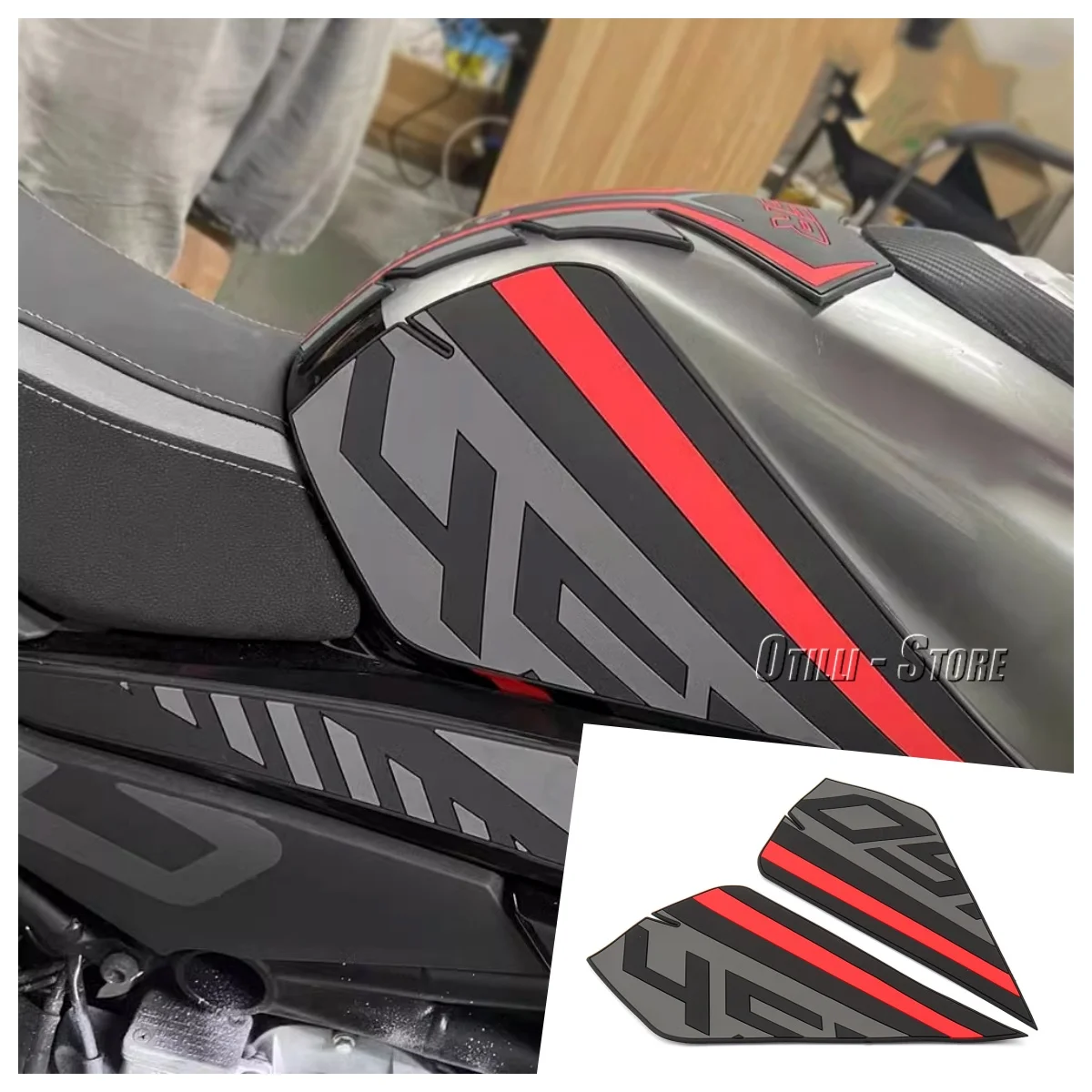 

Для CFMOTO 450 SR 450SR 450sr 2022 2023, резиновые наклейки на топливный бак мотоцикла, Нескользящая защита бака, водонепроницаемая наклейка, крышка