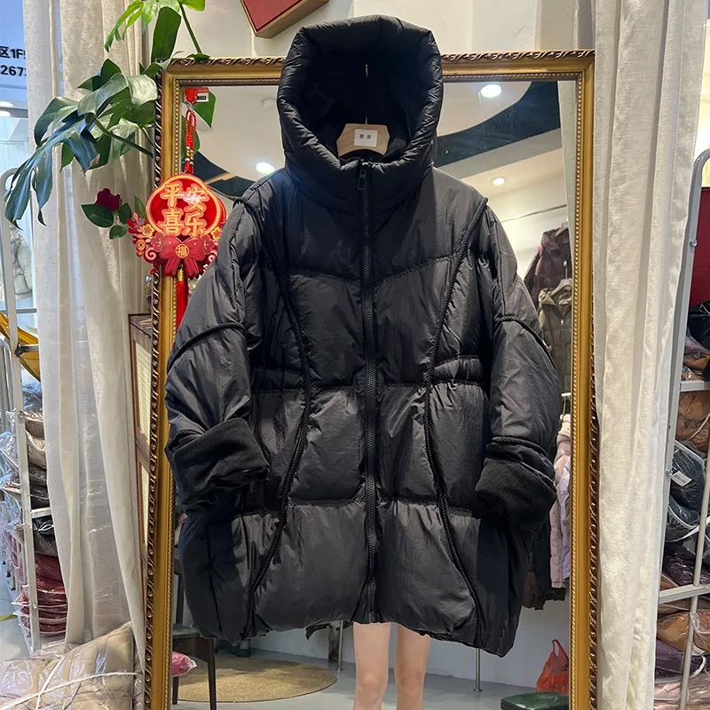 Luxury Women's Clothing New Down Jacket Mid-length Puffer Jacket Fashionable Korean Style Plus Size Loose Fit Thickened